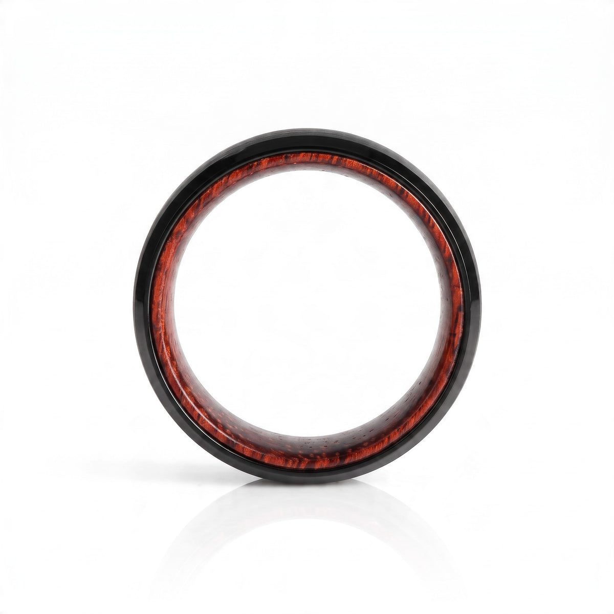 Black Tungsten Ring with Rosewood Liner