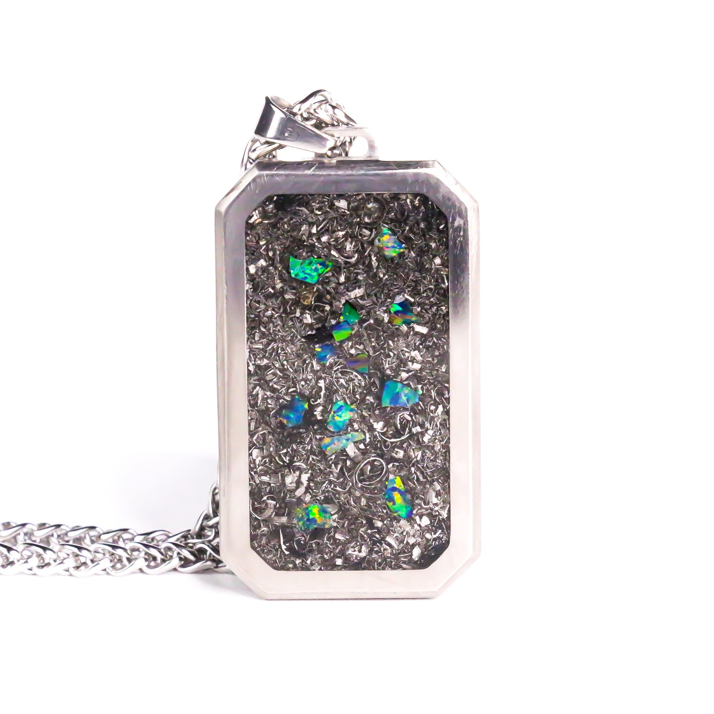 The Blue Nova, Meteorite and Blue Raspberry Opal Titanium Dog Tag Pendant