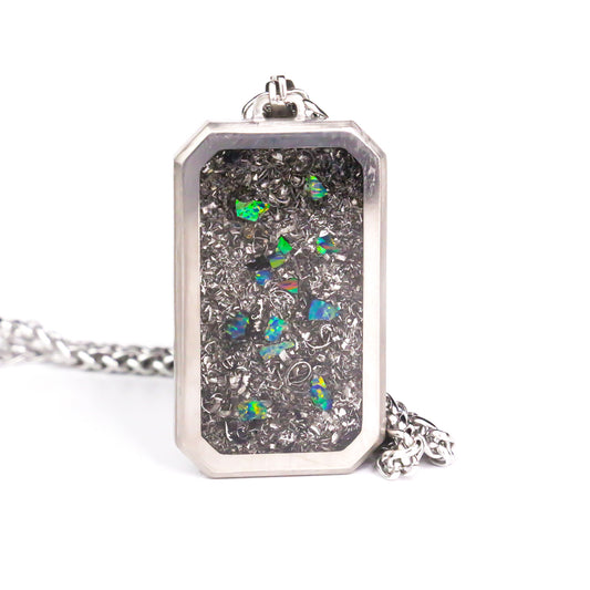 The Blue Nova, Meteorite and Blue Raspberry Opal Titanium Dog Tag Pendant