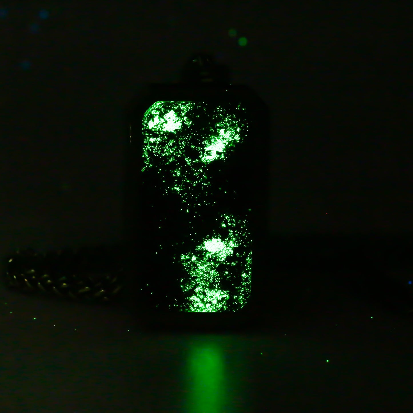 The Eclipse Flame, Meteorite and Black Fire Opal Titanium Dog Tag Pendant
