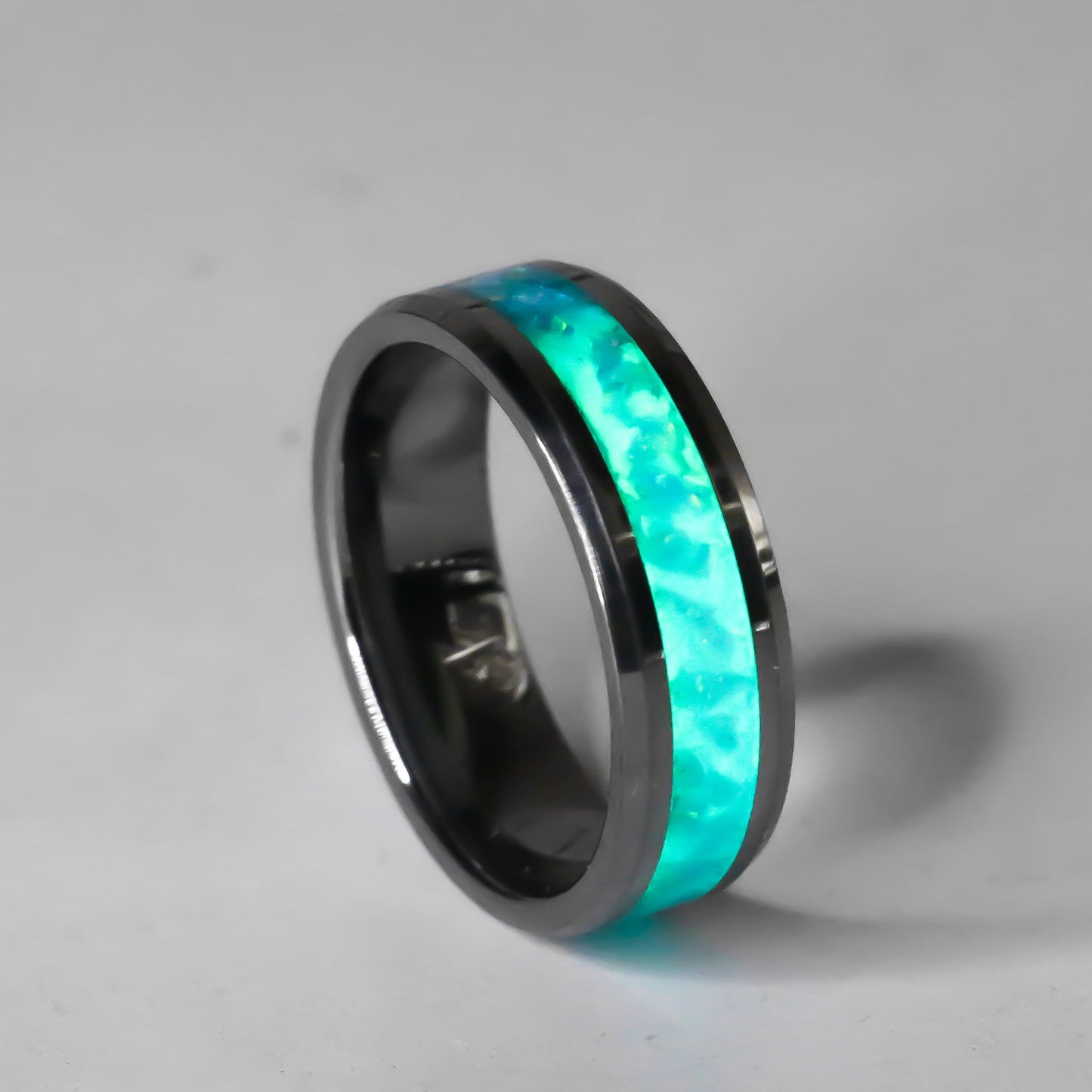 The Alpine River - 8mm Tungsten Opal Ring