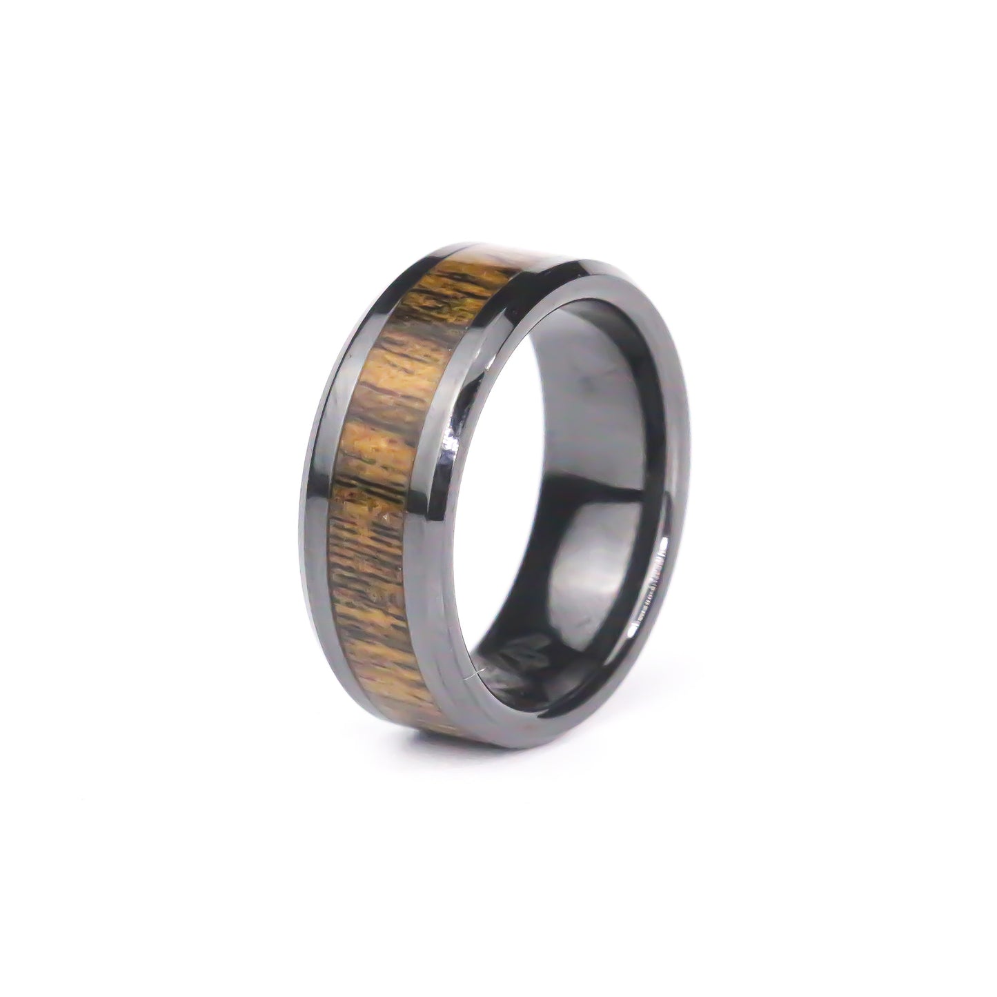The Savage Line, Black Carbide Ring with Bocote Wood