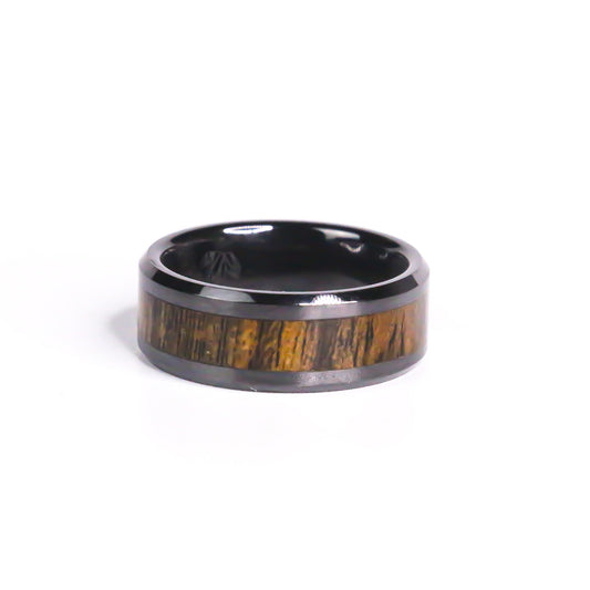 The Savage Line, Black Carbide Ring with Bocote Wood