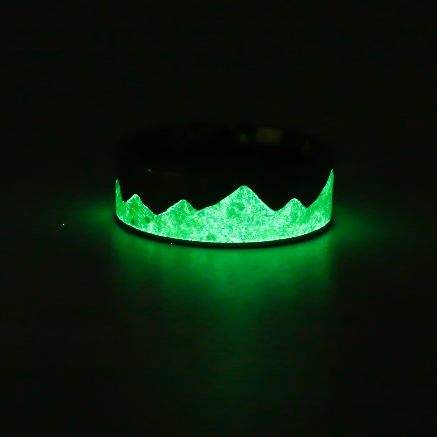 The Waking Mountain Titanium Ring, Green Fire Opals
