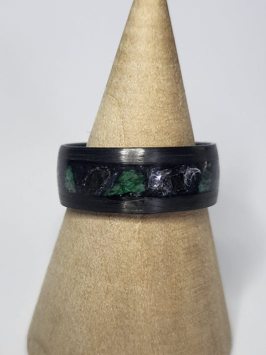 Carbon Fiber Ring Malachite, Quartz, Amethyst UV Glow Powder