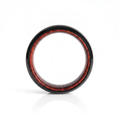 Black Tungsten Ring with Rosewood Liner