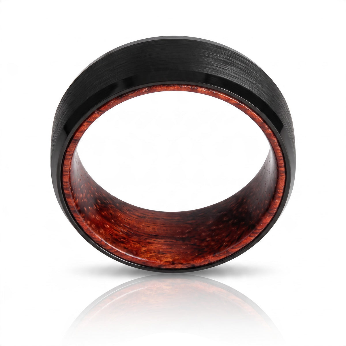Black Tungsten Ring with Rosewood Liner