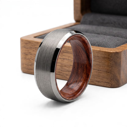 Tungsten Ring with Rosewood Liner
