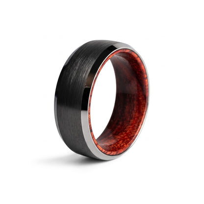 Tungsten Ring with Rosewood Liner