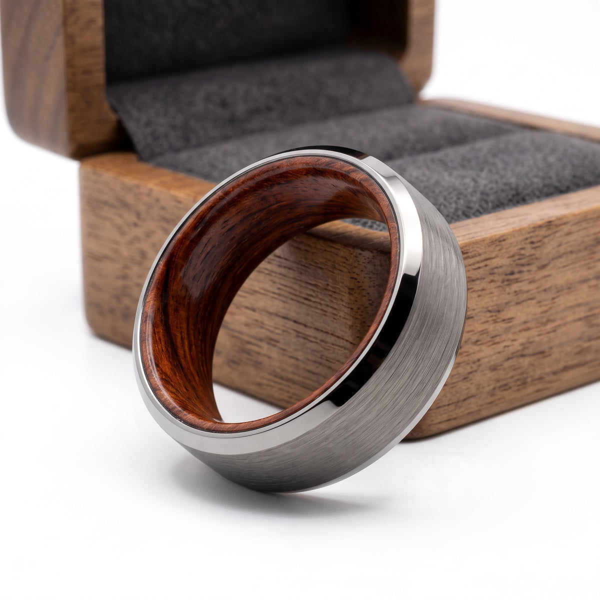 Tungsten Ring with Rosewood Liner