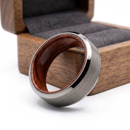Tungsten Ring with Rosewood Liner
