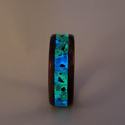 Brazilian Rosewood Ring, Lapis Lazuli, Fire Opal