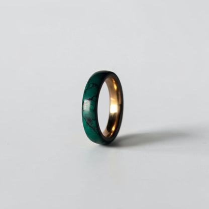 Imperial Jade TruStone Ring | Green Jade Wedding Band | Rose Gold Tungsten Ring for Men & Women