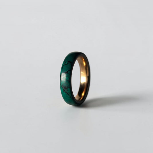 Imperial Jade TruStone Ring | Green Jade Wedding Band | Rose Gold Tungsten Ring for Men & Women