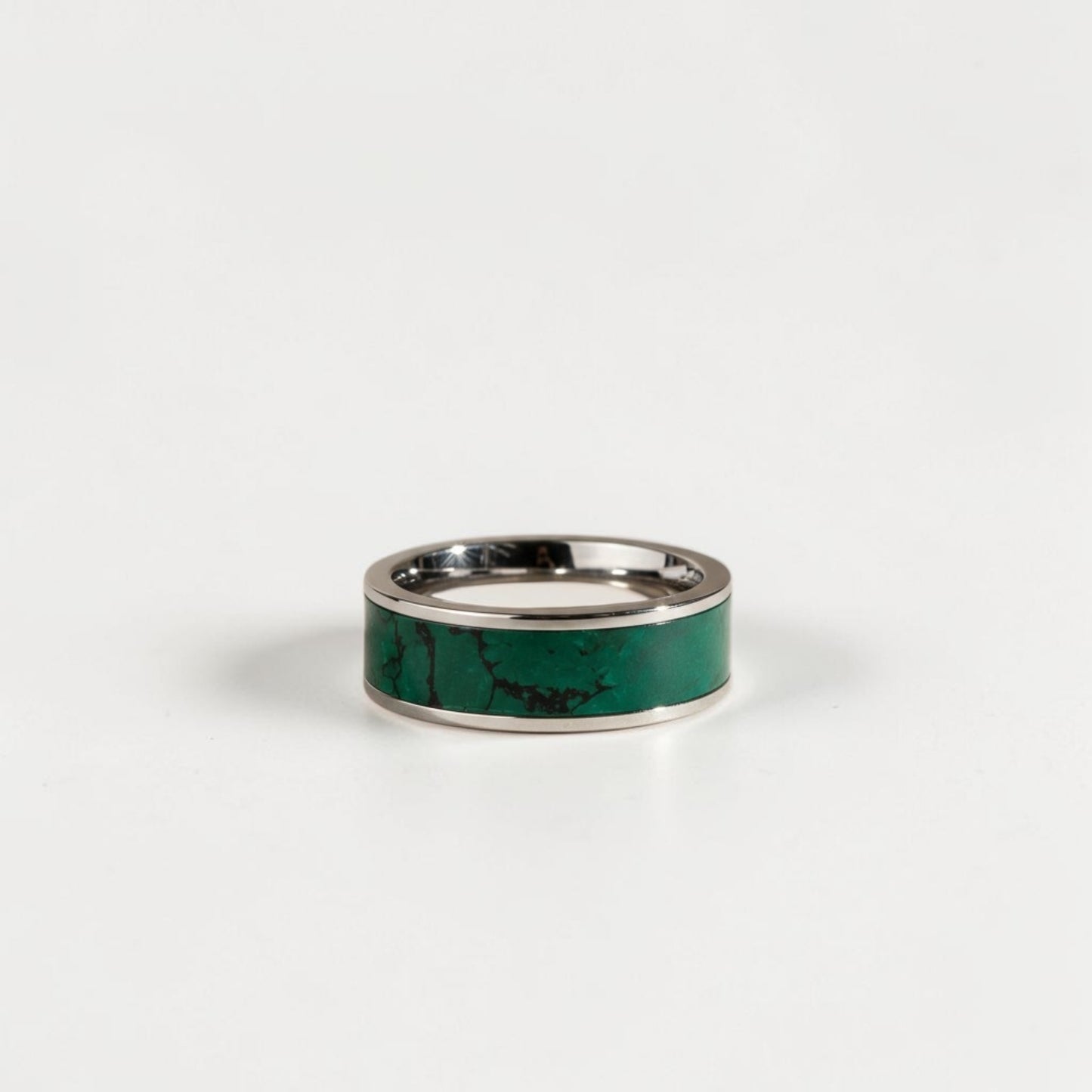 Imperial Jade TruStone Ring | Titanium, Tungsten or Black Carbide Band | Green Stone Wedding Ring