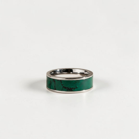 Imperial Jade TruStone Ring | Titanium, Tungsten or Black Carbide Band | Green Stone Wedding Ring