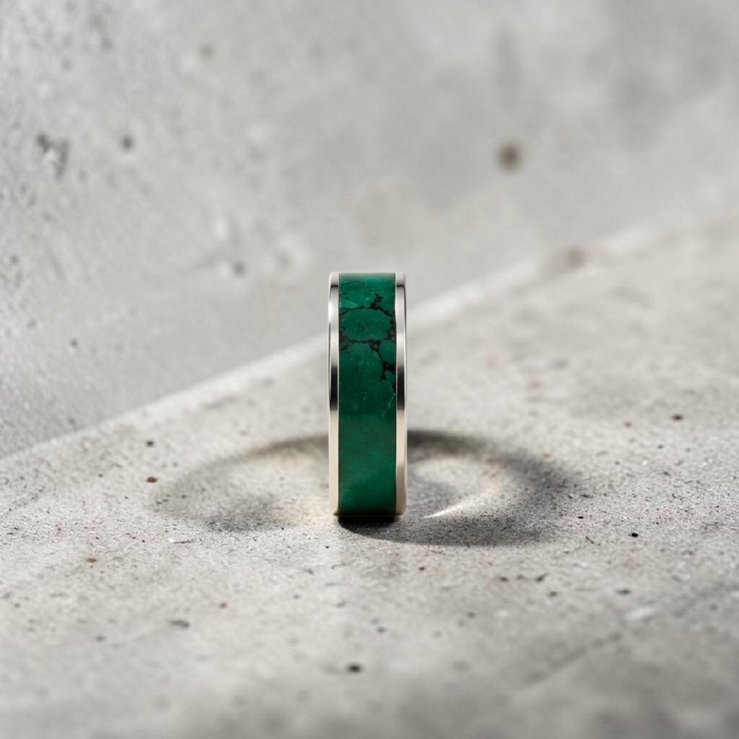 Imperial Jade TruStone Ring | Titanium, Tungsten or Black Carbide Band | Green Stone Wedding Ring