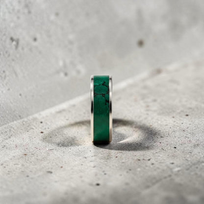 Imperial Jade TruStone Ring | Titanium, Tungsten or Black Carbide Band | Green Stone Wedding Ring