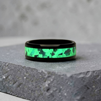 Black Ceramic Inlay Ring with Lapis Lazuli and Moonstone