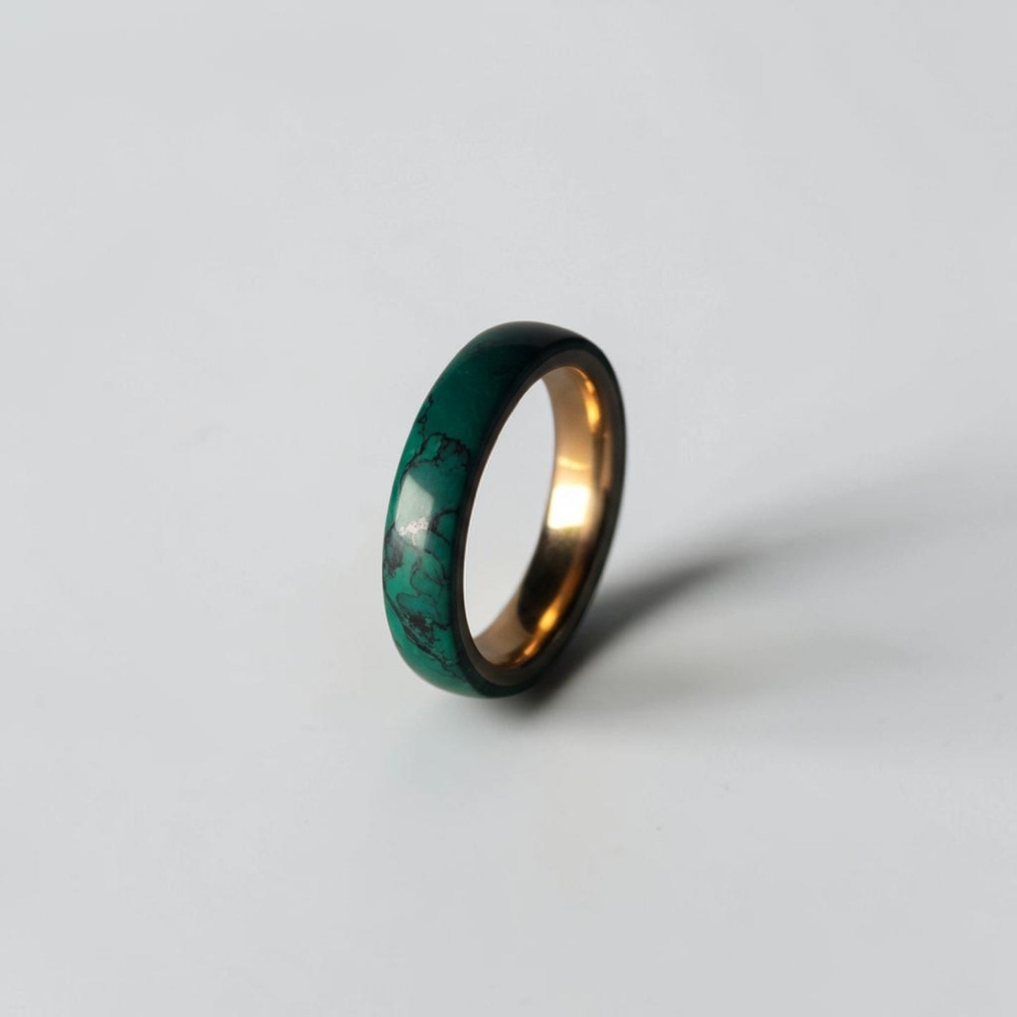 Imperial Jade TruStone Ring | Green Jade Wedding Band | Rose Gold Tungsten Ring for Men & Women
