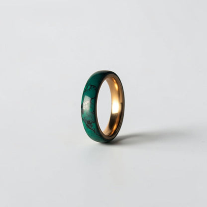 Imperial Jade TruStone Ring | Green Jade Wedding Band | Rose Gold Tungsten Ring for Men & Women
