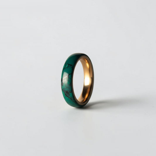 Imperial Jade TruStone Ring | Green Jade Wedding Band | Rose Gold Tungsten Ring for Men & Women