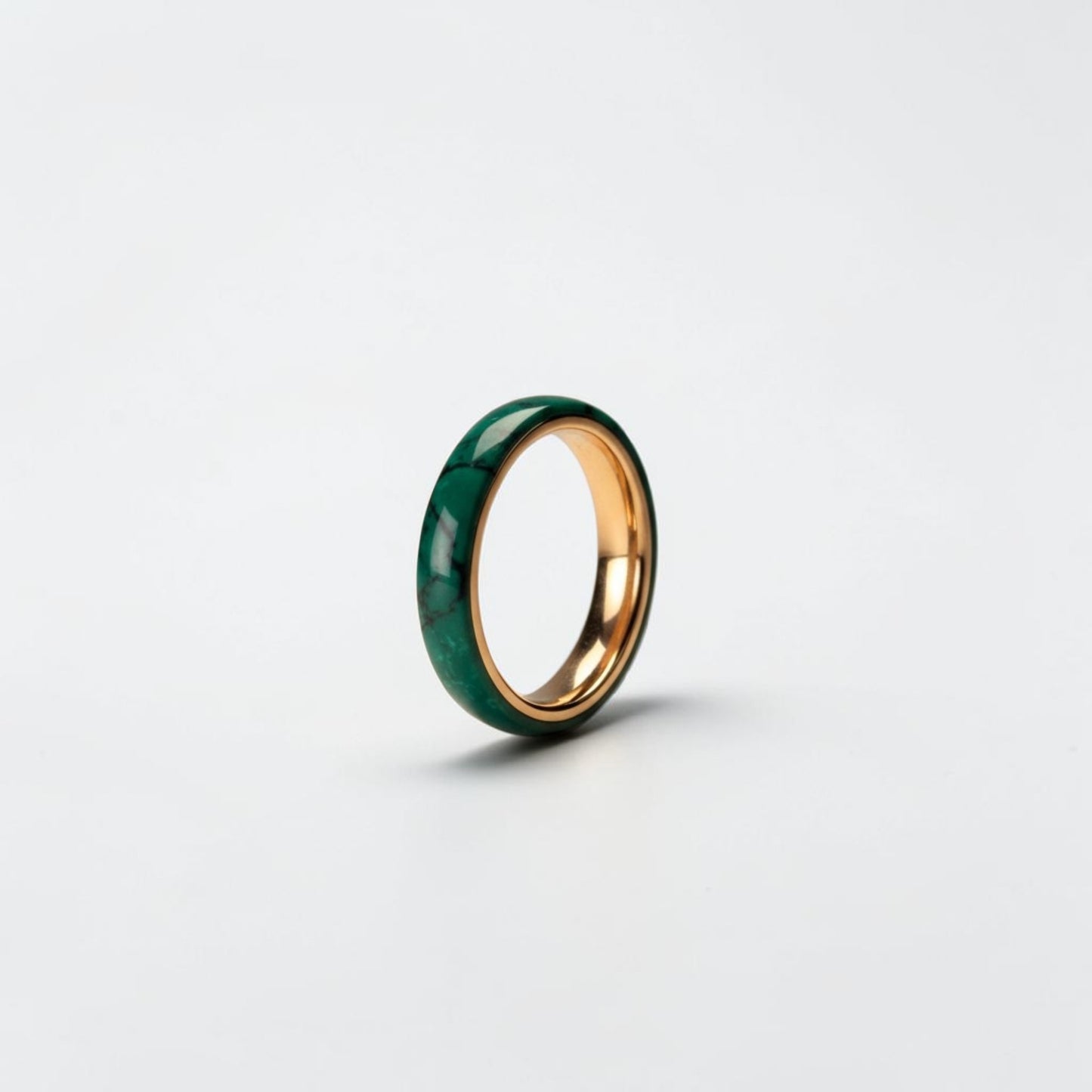 Imperial Jade TruStone Ring | Green Jade Wedding Band | Rose Gold Tungsten Ring for Men & Women