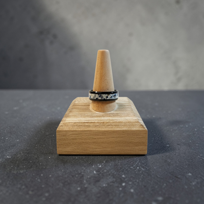 Black Ceramic Inlay Ring with Lapis Lazuli and Moonstone