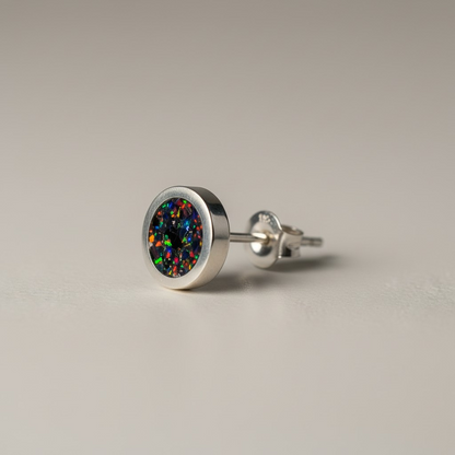 Black Fire Opal Stud Earrings