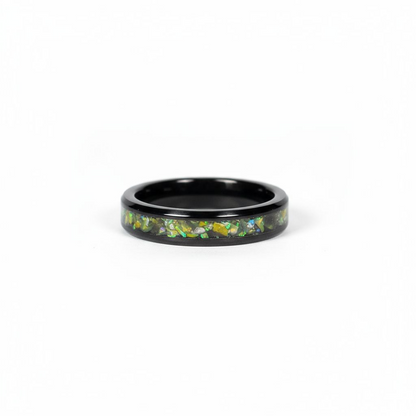Black Ceramic Band 4mm Pineapple Opal UV Glow Powder