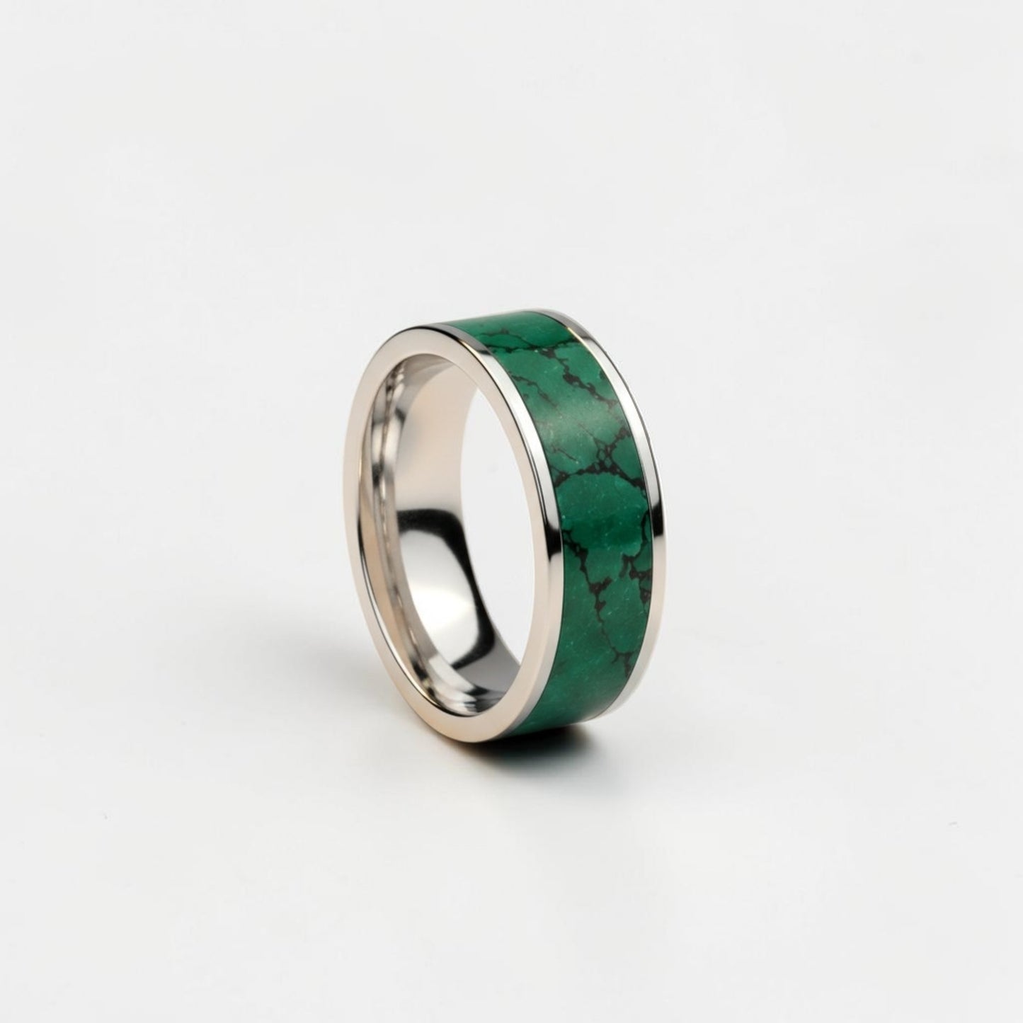 Imperial Jade TruStone Ring | Titanium, Tungsten or Black Carbide Band | Green Stone Wedding Ring