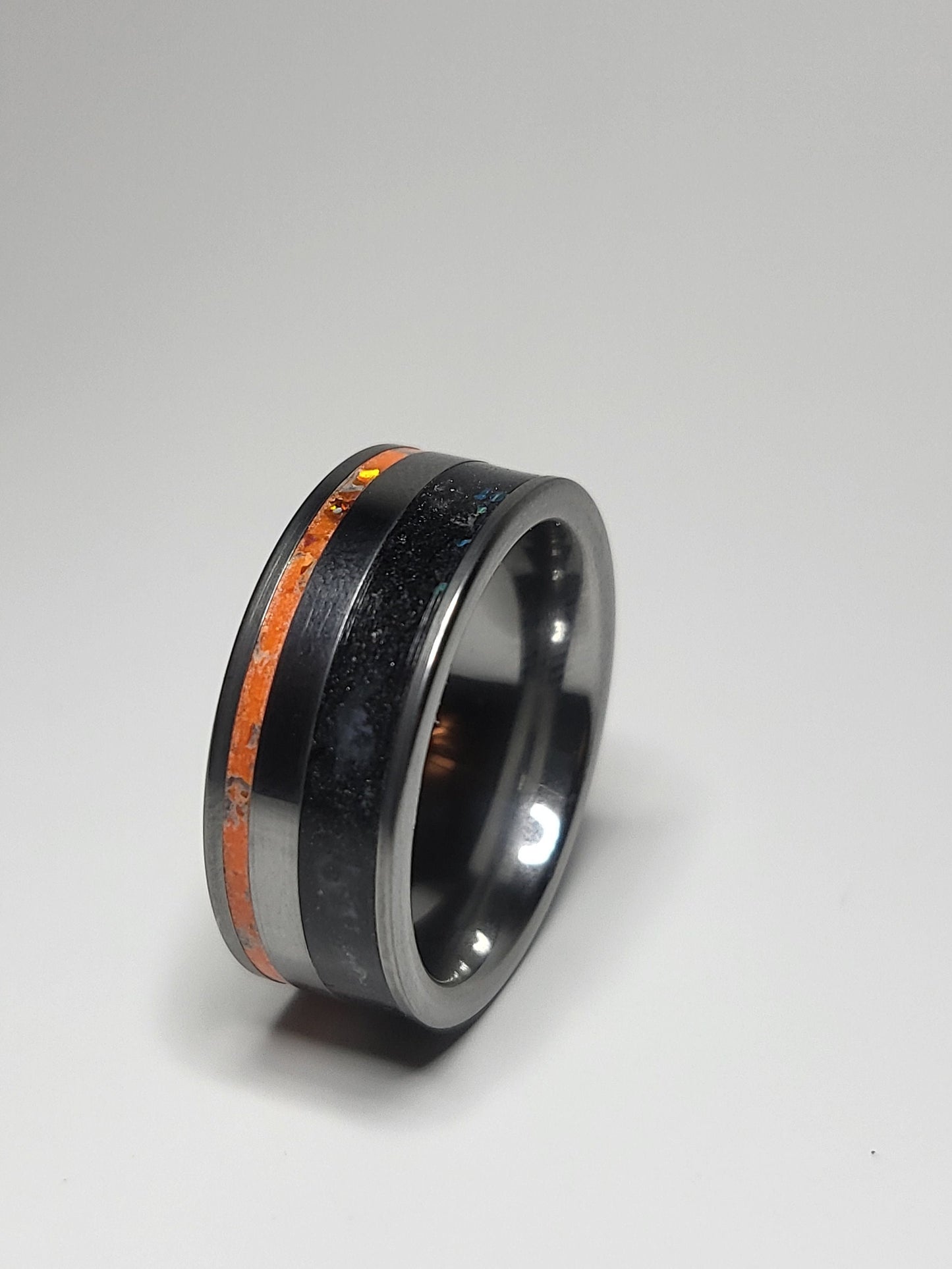 Tungsten Double Channel Opal Ring UV Glow Powder