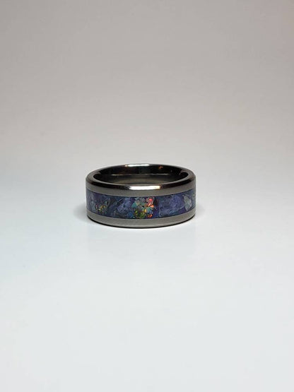 Titanium Ring Opal Sodalite Amethyst UV Glow